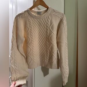 Cable Knit Crewneck Sweater - Cream